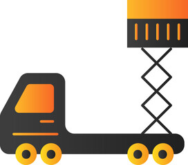 Poster - Gray And Yellow Scissor Lift Truck Icon Or Symbol.