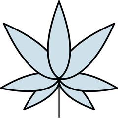 Canvas Print - Cannabis Leaf Flat Icon In Blue Color.