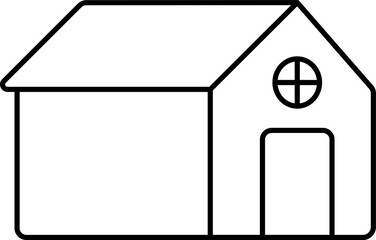 Sticker - Flat Style Home Icon In Black Line Art.