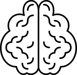 Sticker - thin line art brain flat icon or symbol.