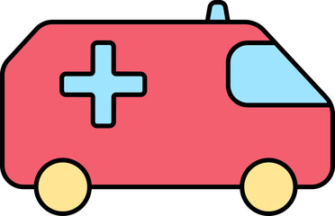 Sticker - Flat Style Ambulance Colorful Icon.