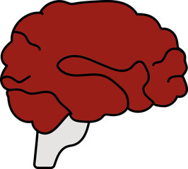 Canvas Print - Human Brain Flat Icon In Red And Gray Color.