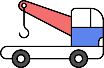 Wall Mural - Colorful Crane Truck Icon In Flat Style.