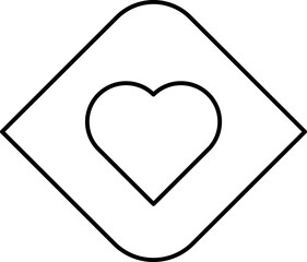 Poster - Line Art Heart Symbon On Sqaure Icon.