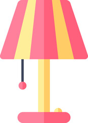 Sticker - Table Lamp Icon Or Symbol In Pink And Yellow Color.