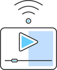 Wall Mural - Wifi Connected With Video Play Icon in Blue and Black Color.