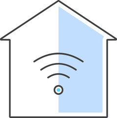 Sticker - Flat Style Wifi Connect Home Icon in Blue and Black Color.