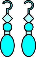 Canvas Print - Dangle or Earrings Icon In Cyan Color.