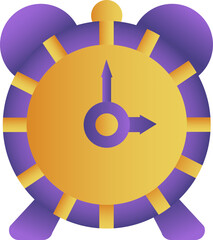 Wall Mural - Alarm Clock Icon In Purple And Yellow Color.