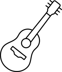 Wall Mural - Guitar Icon In Black Line Art.