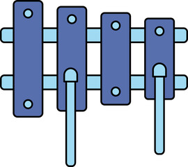 Sticker - Xylophone Icon In Blue Color.