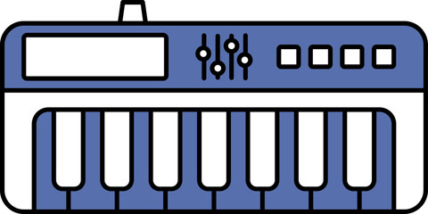 Wall Mural - Flat Style Of Piano Keyboard Icon In Blue And White Color.