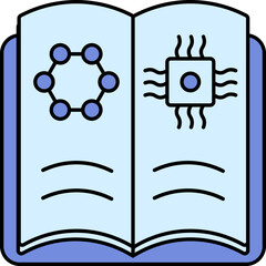 Sticker - Open Nanotechnology Book Blue Icon.