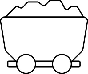 Wall Mural - Coal Cart Icon In Black Line Art.