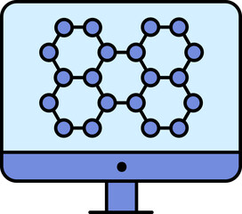 Sticker - Molecule Structure In Desktop Screen Blue Icon.