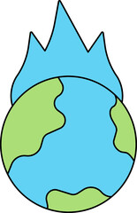 Wall Mural - Firing Earth Or Globe Icon In Green And Blue Color.