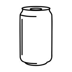 Aluminum can of carbonated sweet drink or beer isolated on white. Garbage or cold drink. Beverage pictogram symbol. Simple thin line black and white vector icon