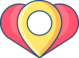 Canvas Print - Illustration of Location in Heart Icon in Flat Style.