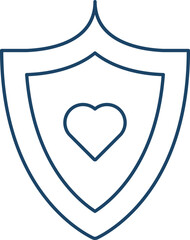 Canvas Print - Illustration of Shield With Heart Icon in Thine Line Art.