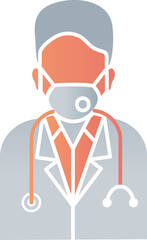 Wall Mural - Doctor Wearing Mask Icon In Gray And Orange Color.