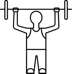 Poster - Man Lifting Barbell Icon In Black Outline.