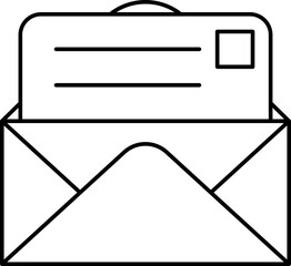 Sticker - Black Outline Mail Or Envelope Flat Icon.