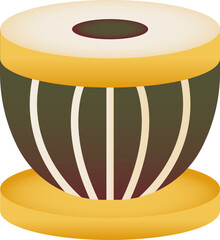 Sticker - Golden And Green Tabla Flat Icon.