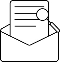 Sticker - Magnifying Glass with Envelope Line Art Icon in Flat Style.