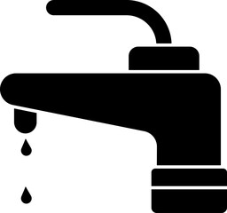 Poster - Water Faucet Icon In B&W Color.