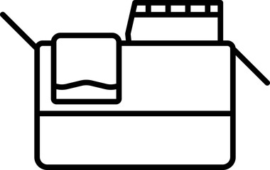 Sticker - Clothes Box Icon In Black Line Art.