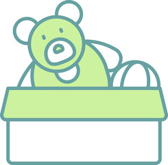 Canvas Print - Open Toy Box Icon In Green And White Color.