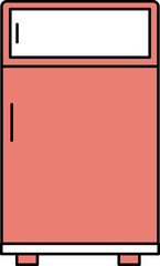 Sticker - Fridge Icon In Red And White Color.