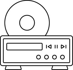 Wall Mural - DVD Player Icon In Black Line Art.