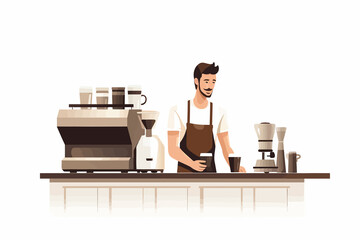 Wall Mural - barista man vector flat minimalistic isolated illustration