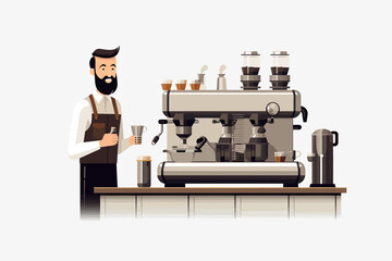 Wall Mural - barista man vector flat minimalistic isolated illustration