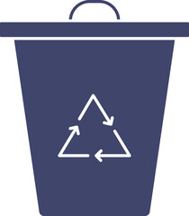 Wall Mural - Recycle Bin Icon In Blue And White Color.