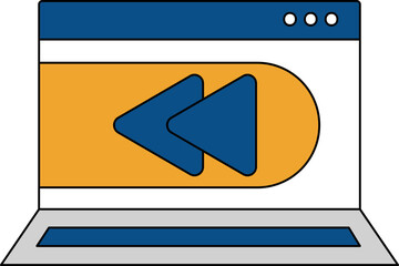 Sticker - Yellow And Blue Backward Button In Laptop Screen Icon.