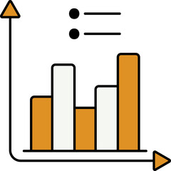 Poster - Bar Graph Chart Icon in Yellow and White Color.