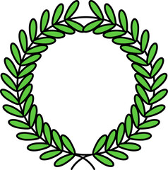 Wall Mural - Green Circular Wreath Frame Icon In Flat Style.