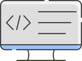 Wall Mural - programing in computer gray and blue icon.