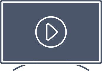 Poster - Blue And White Video Player In Monitor Icon Or Symbol.