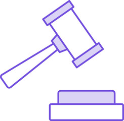 Sticker - Auction Hammer Icon In Purple And White Color.