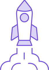 Poster - Rocket Icon In Purple And White Color.