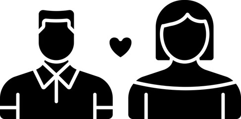 Poster - Faceless Loving Couple Character Glyph Icon.