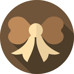 Sticker - Bow Ribbon Icon On Brown Background.