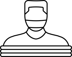 Sticker - Kidnapped Man Icon In Black Line Art.