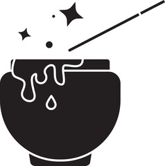 Sticker - Cauldron Icon In Black And White Color.