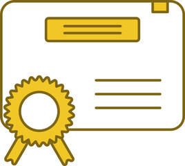 Canvas Print - Certificate Icon In Yellow And White Color.