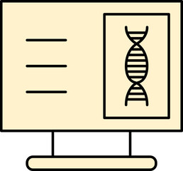 Sticker - DNA Structure In Desktop Screen Yellow And Black Icon Or Symbol.