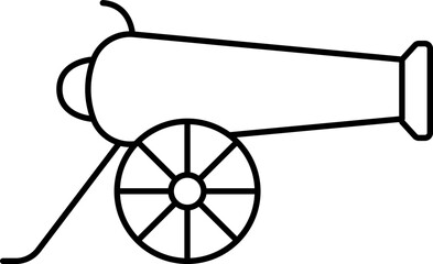 Sticker - Black Line Art Cannon Icon In Flat Style.